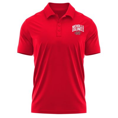 Campus Lab Nicholls State University Adult Men's Polo Left Chest Logo, Red, X-Large