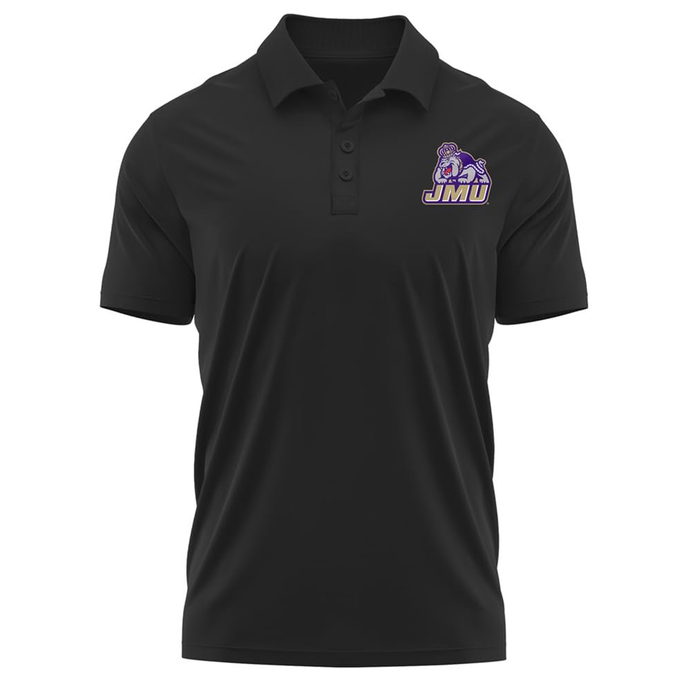 Campus Lab James Madison University Adult Men's Polo Left Chest Logo, Black, X-Large