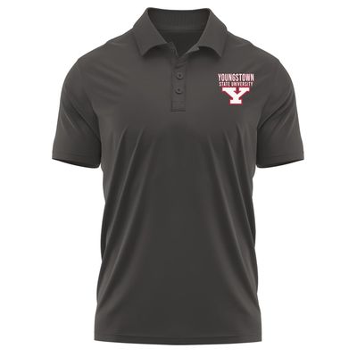 Campus Lab Youngstown State University Adult Men's Polo Left Chest Logo, Charcoal, Large