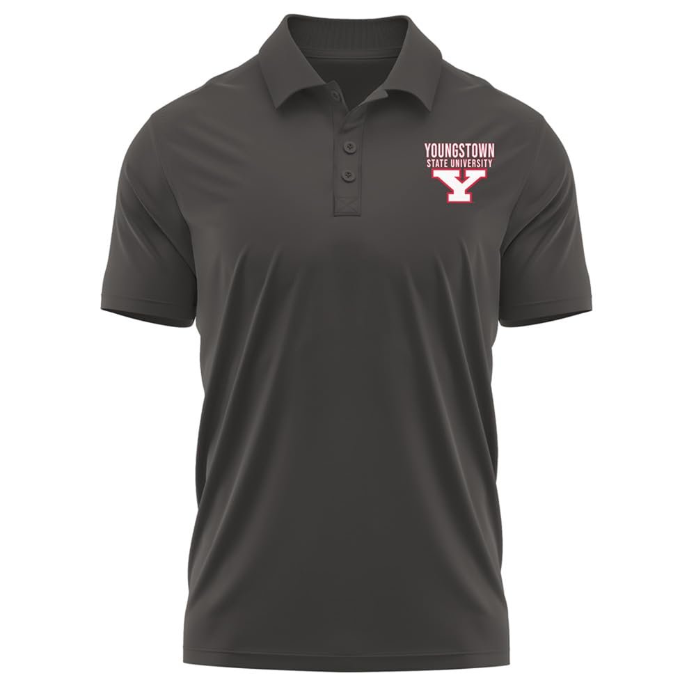 Campus Lab Youngstown State University Adult Men's Polo Left Chest Logo, Charcoal, Large
