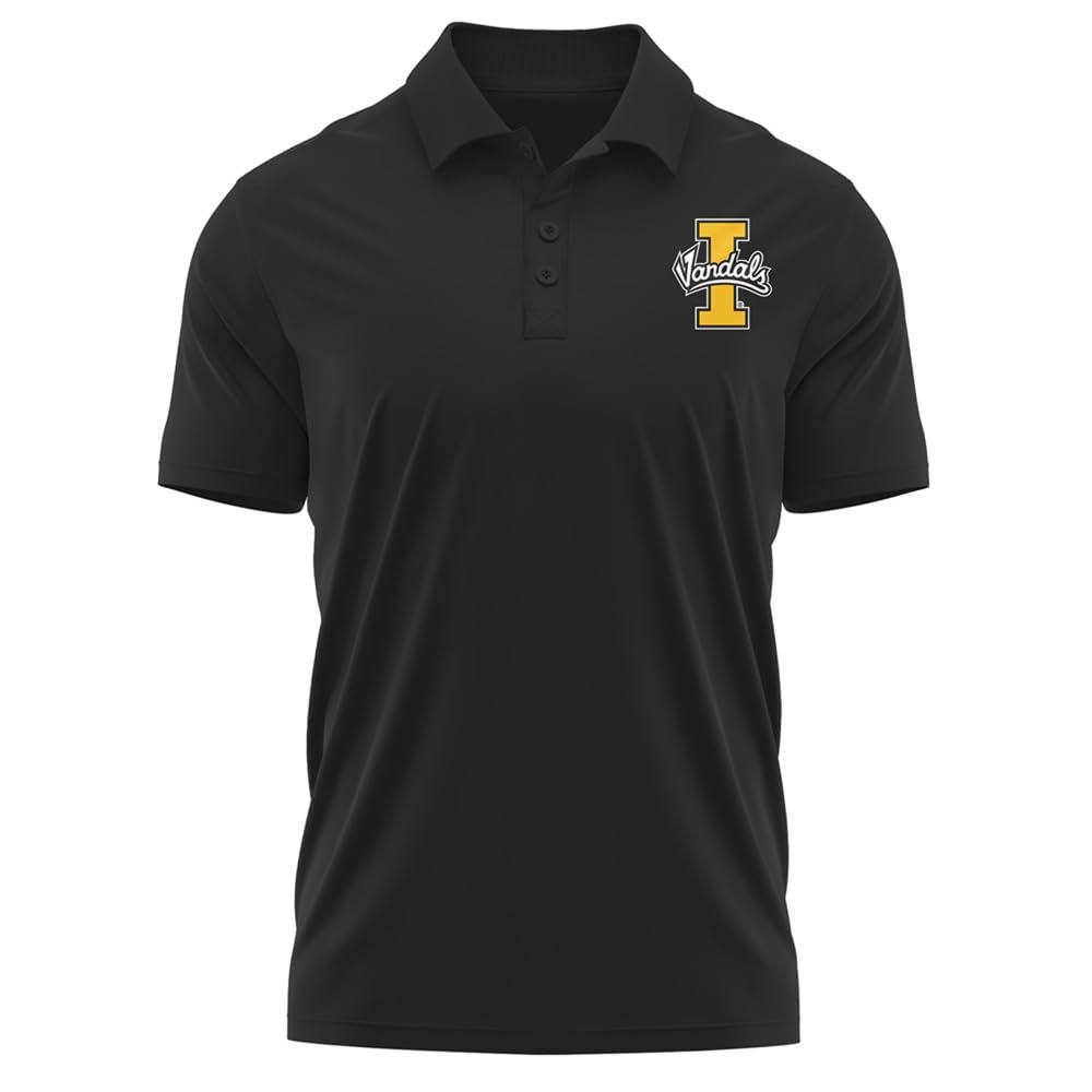 Campus Lab University of Idaho Adult Men's Polo Left Chest Logo, Black, XX-Large