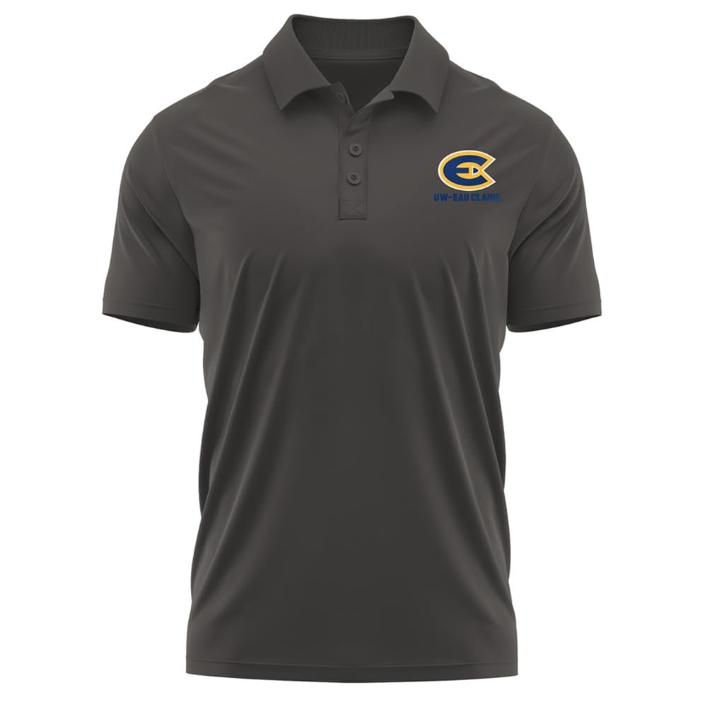 Campus Lab University of Wisconsin-Eau Claire Adult Men's Polo Left Chest Logo, Charcoal, Small
