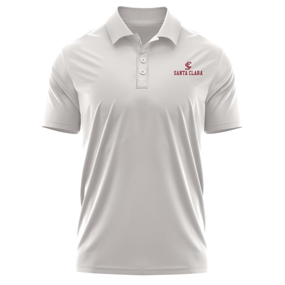 Campus Lab Santa Clara University Adult Men's Polo Left Chest Logo, Athletic Heather, Large