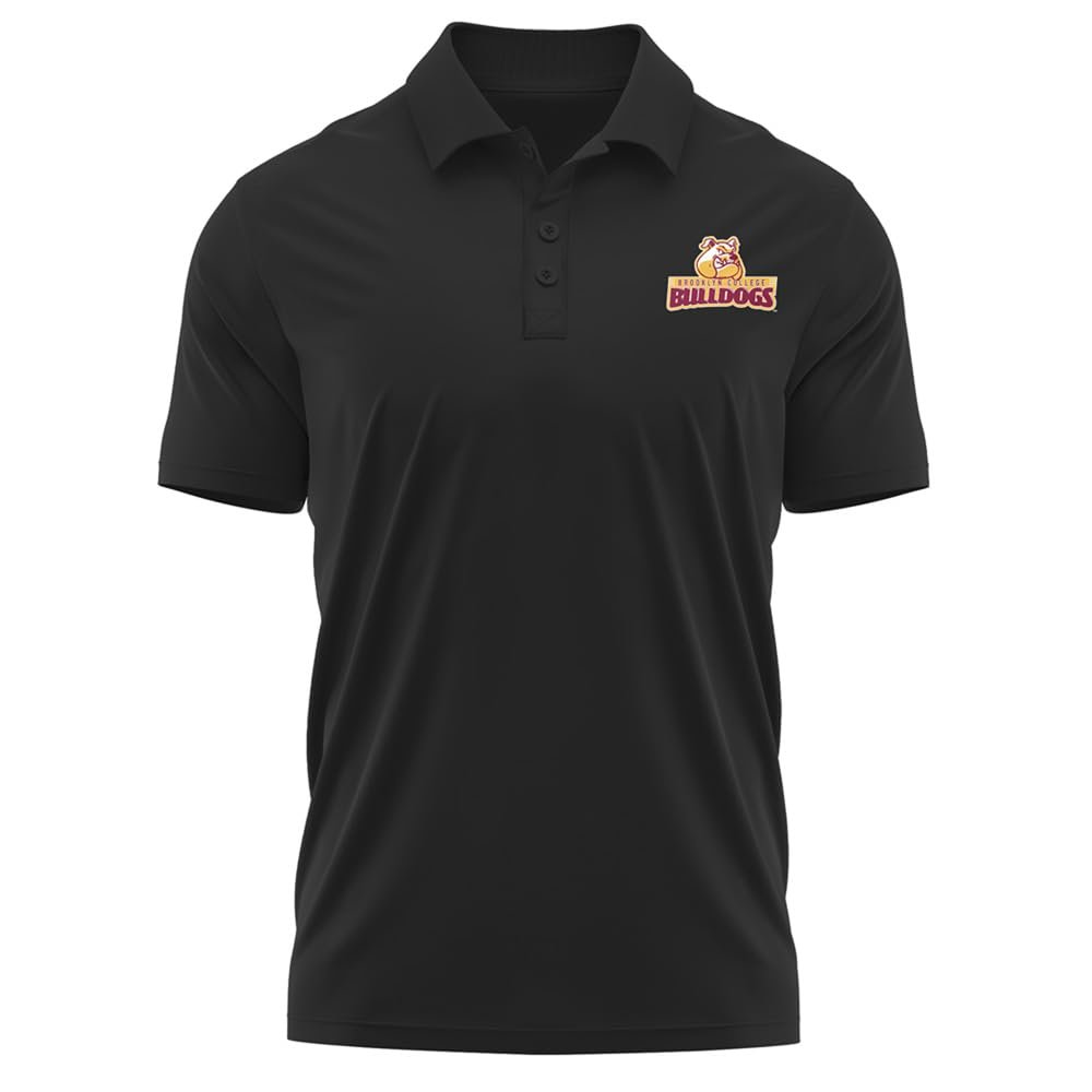 Campus Lab Brooklyn College Adult Men's Polo Left Chest Logo, Black, X-Large