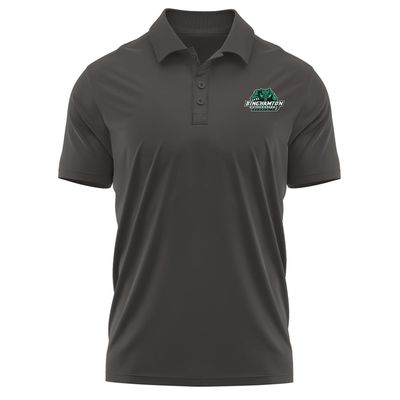 Campus Lab Binghamton University Adult Men's Polo Left Chest Logo, Charcoal, Medium