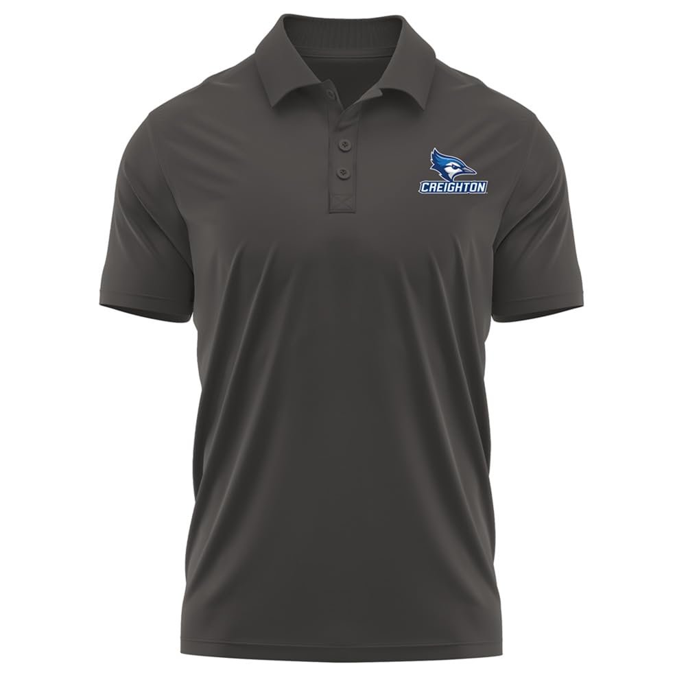 Campus Lab Creighton University Adult Men's Polo Left Chest Logo, Charcoal, XX-Large