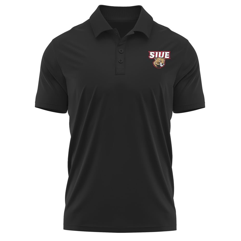 Campus Lab Southern Illinois University Edwardsville Adult Men's Polo Left Chest Logo, Black, X-Large