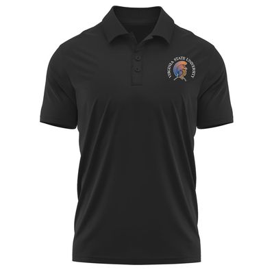 Campus Lab Virginia State University Adult Men's Polo Left Chest Logo, Black, X-Large