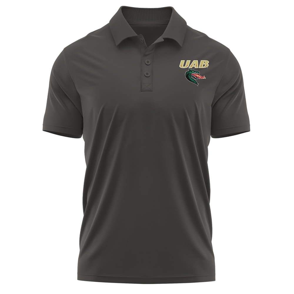 Campus Lab University of Alabama at Birmingham Adult Men's Polo Left Chest Logo, Charcoal, Medium