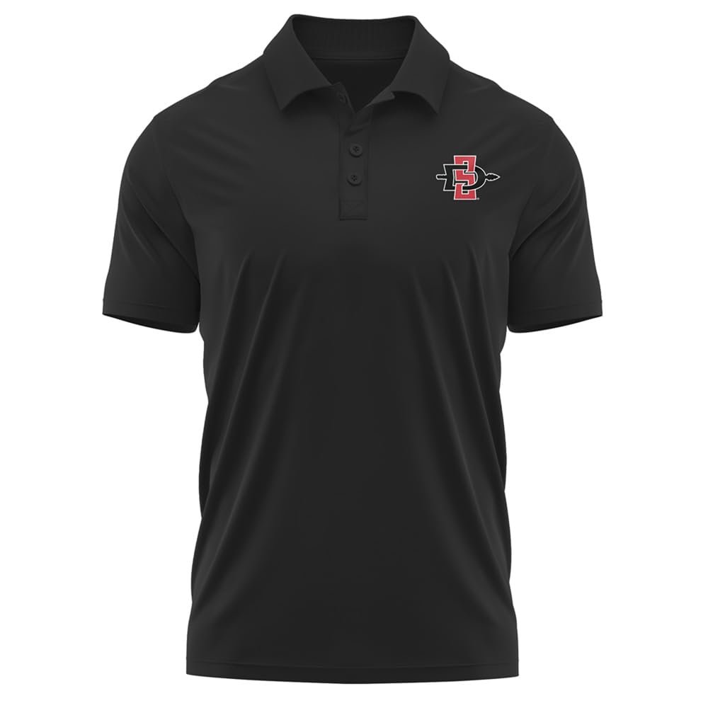 Campus Lab San Diego State University Adult Men's Polo Left Chest Logo, Black, XX-Large