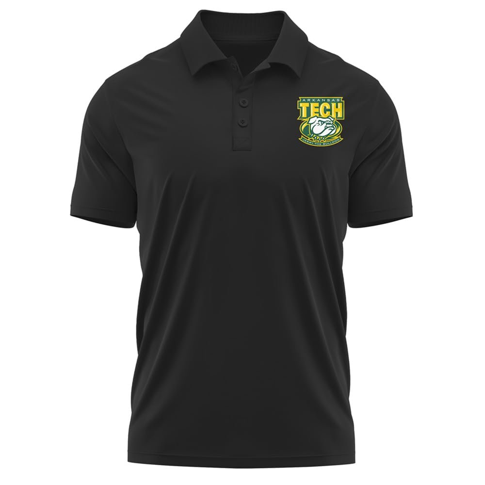 Campus Lab Arkansas Tech University Adult Men's Polo Left Chest Logo, Black, Medium