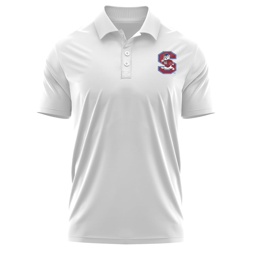 Campus Lab South Carolina State University Adult Men's Polo Left Chest Logo, White, XX-Large