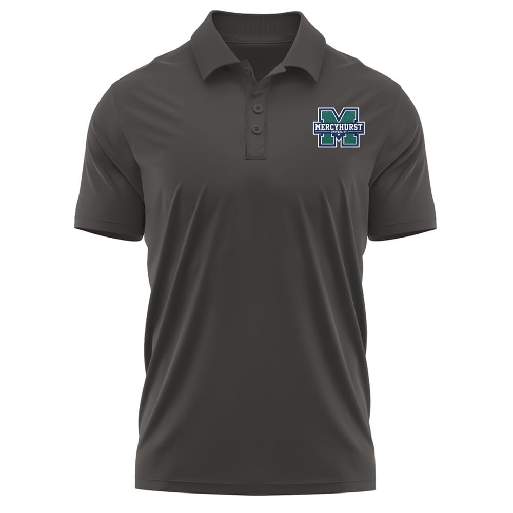 Campus Lab Mercyhurst University Adult Men's Polo Left Chest Logo, Charcoal, Small