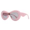 helena Oval Thick Diamond Sunglasses Women Men Trendy Inflated Hip Hop Frame Y2K Glasses Funny Crystal Shades (pink) view 2