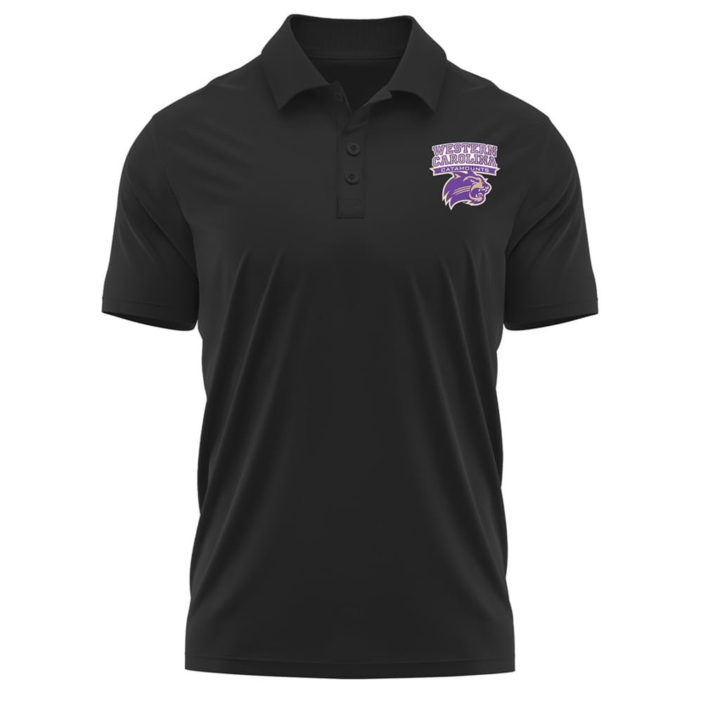 Campus Lab Western Carolina University Adult Men's Polo Left Chest Logo, Black, X-Large