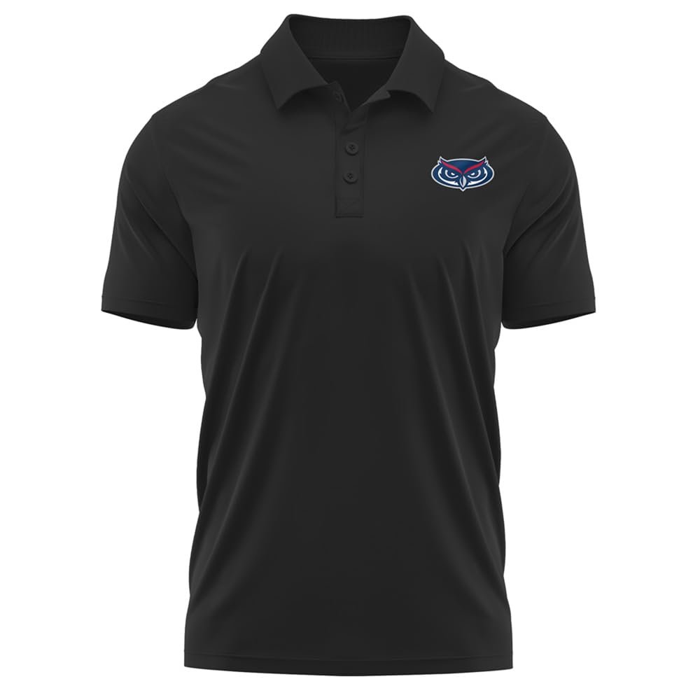 Campus Lab Florida Atlantic University Adult Men's Polo Left Chest Logo, Black, Medium