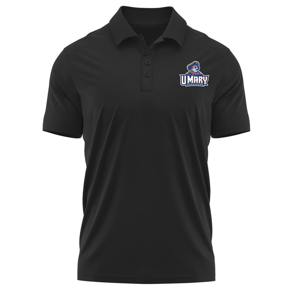 Campus Lab University of Mary Adult Men's Polo Left Chest Logo, Black, XX-Large