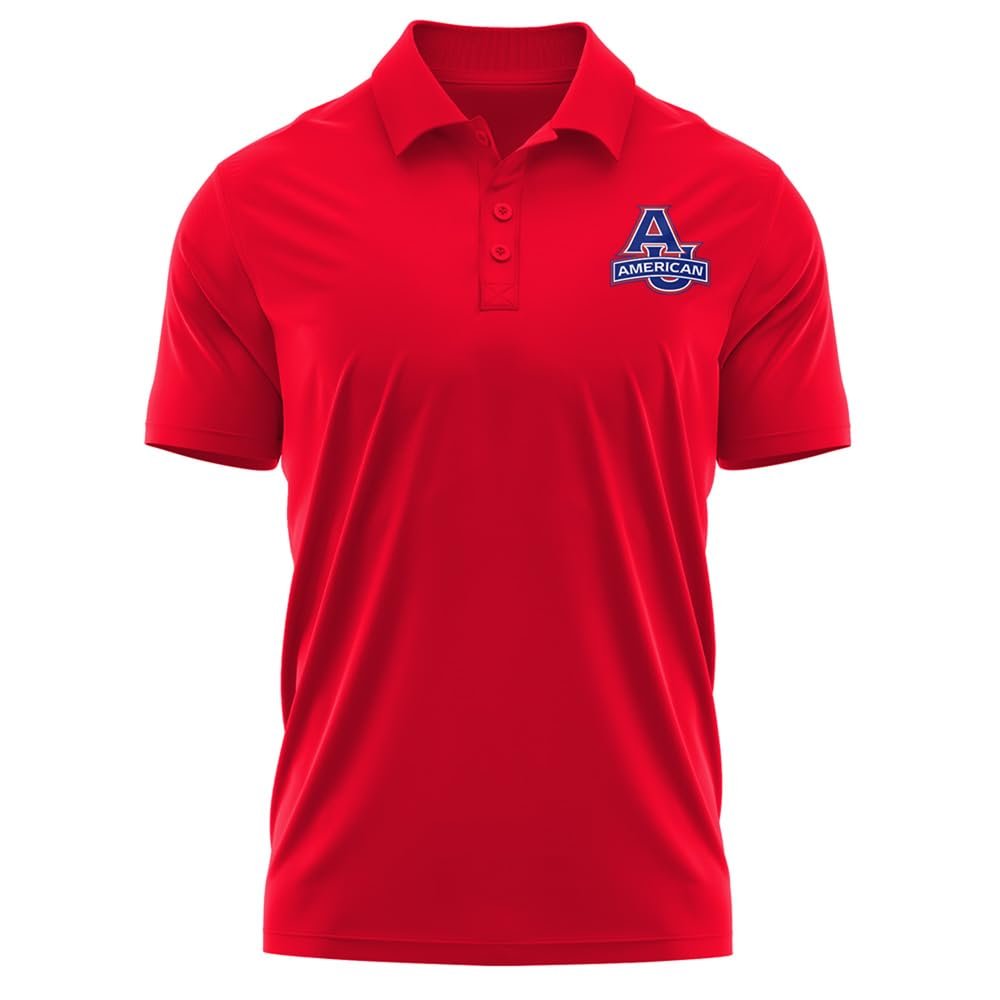 Campus Lab American University Adult Men's Polo Left Chest Logo, Red, Large