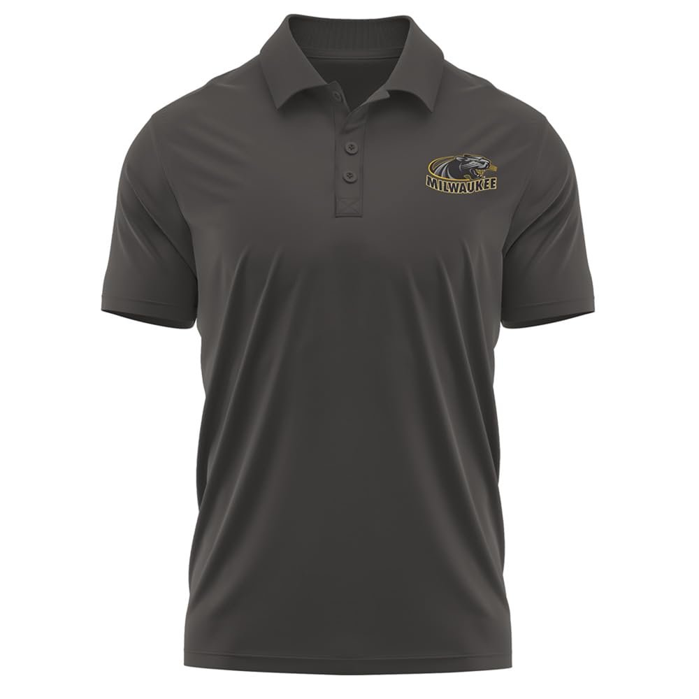 Campus Lab University of Wisconsin-Milwaukee Adult Men's Polo Left Chest Logo, Charcoal, Medium