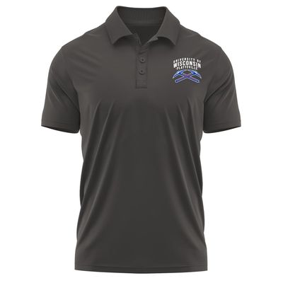 Campus Lab University of Wisconsin-Platteville Adult Men's Polo Left Chest Logo, Charcoal, Small