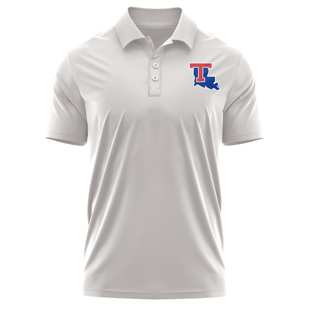 Campus Lab Louisiana Tech University Adult Men's Polo Left Chest Logo, Athletic Heather, Small
