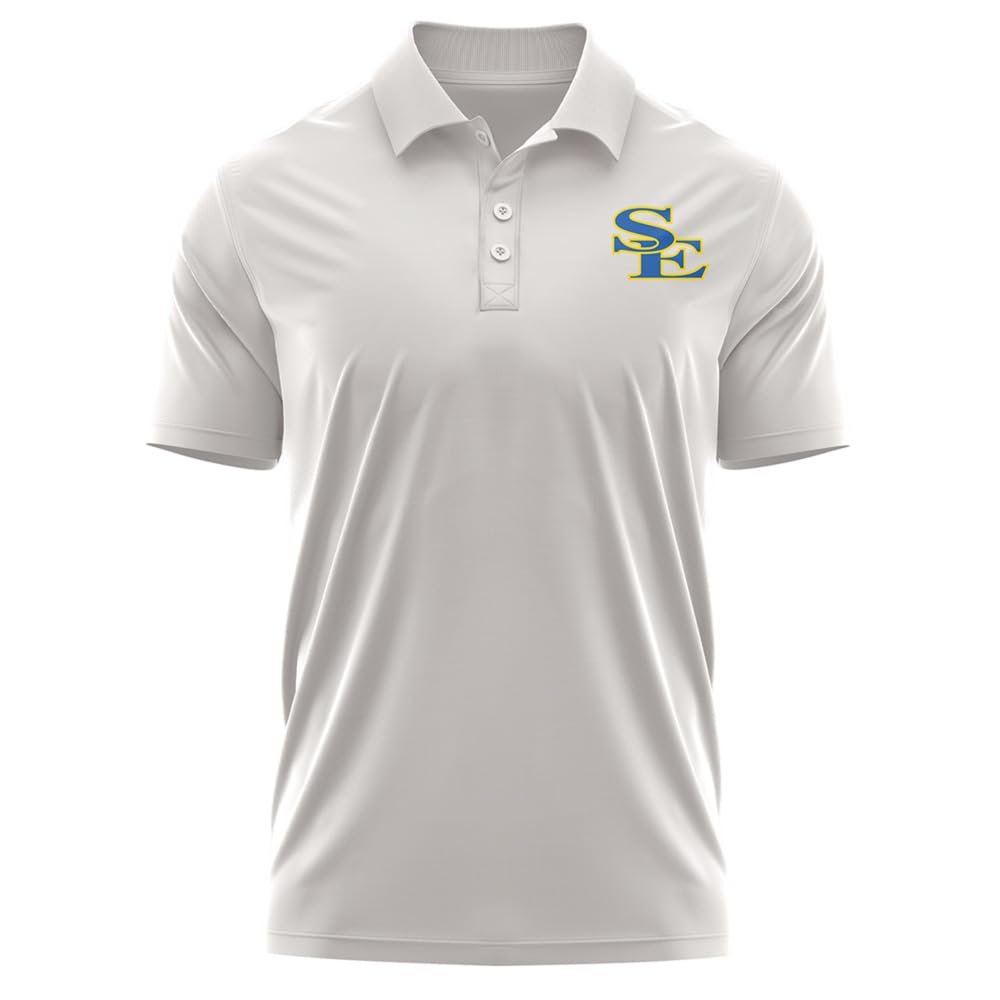 Campus Lab Southeastern Oklahoma State University Adult Men's Polo Left Chest Logo, Athletic Heather, X-Large