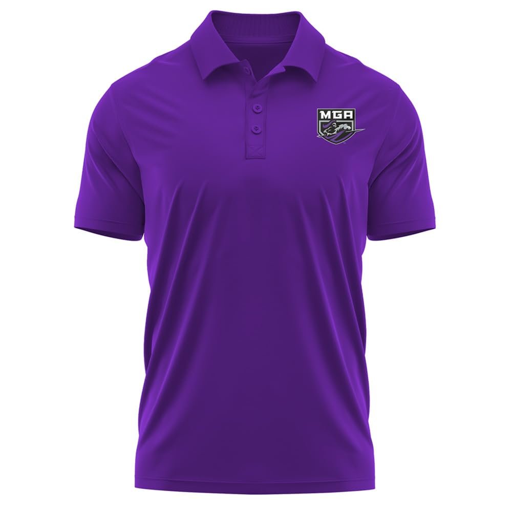 Campus Lab Middle Georgia State University Adult Men's Polo Left Chest Logo, Purple, Large
