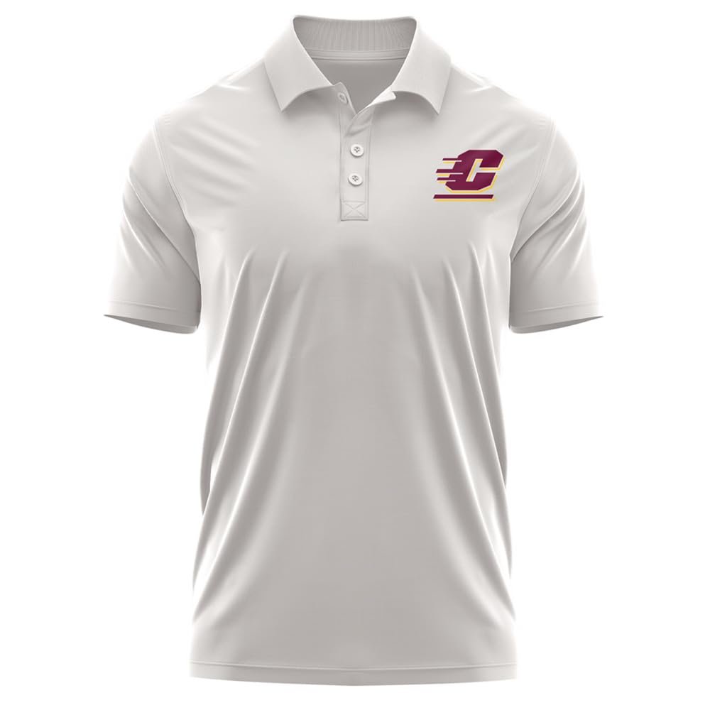 Campus Lab Central Michigan University Adult Men's Polo Left Chest Logo, Athletic Heather, X-Large