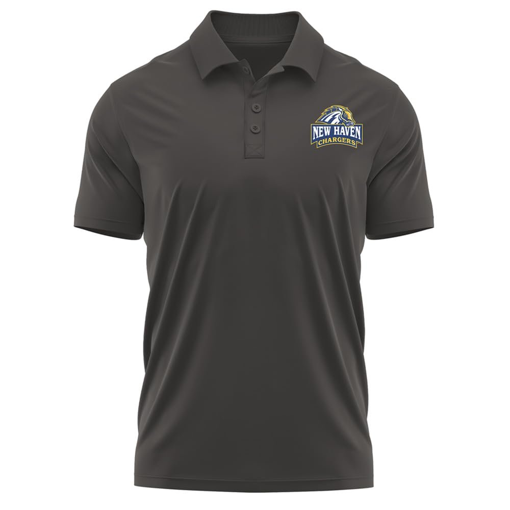 Campus Lab University of New Haven Adult Men's Polo Left Chest Logo, Charcoal, Large