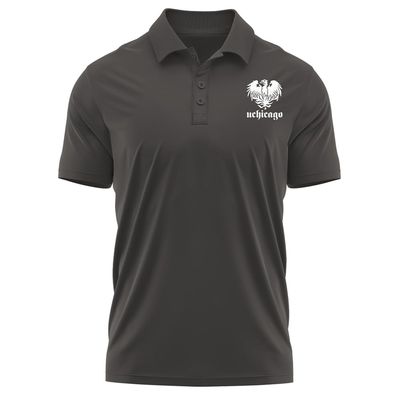 Campus Lab University of Chicago Adult Men's Polo Left Chest Logo, Charcoal, Medium