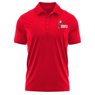 Campus Lab Ohio Wesleyan University Adult Men's Polo Left Chest Logo, Red, X-Large