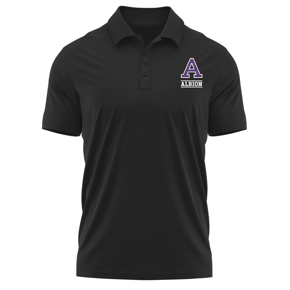 Campus Lab Albion College Adult Men's Polo Left Chest Logo, Black, Medium