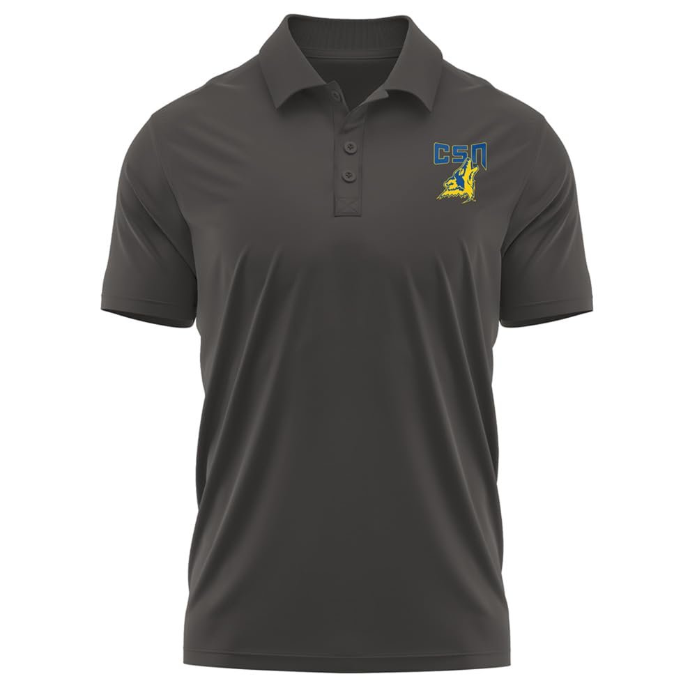 Campus Lab College of Southern Nevada Adult Men's Polo Left Chest Logo, Charcoal, Large