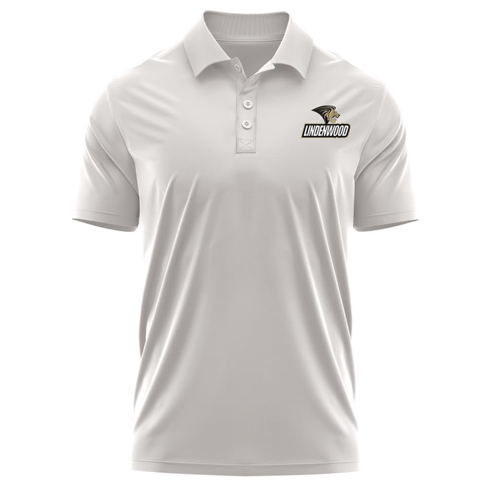 Campus Lab Lindenwood University Adult Men's Polo Left Chest Logo, Athletic Heather, Medium