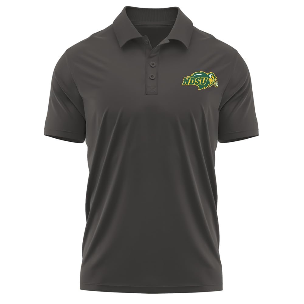 Campus Lab North Dakota State University Adult Men's Polo Left Chest Logo, Charcoal, Large