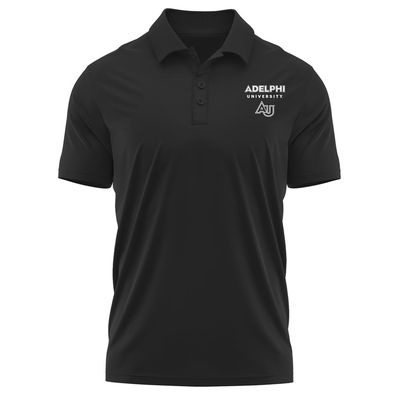 Campus Lab Adelphi University Adult Men's Polo Left Chest Logo, Black, X-Large