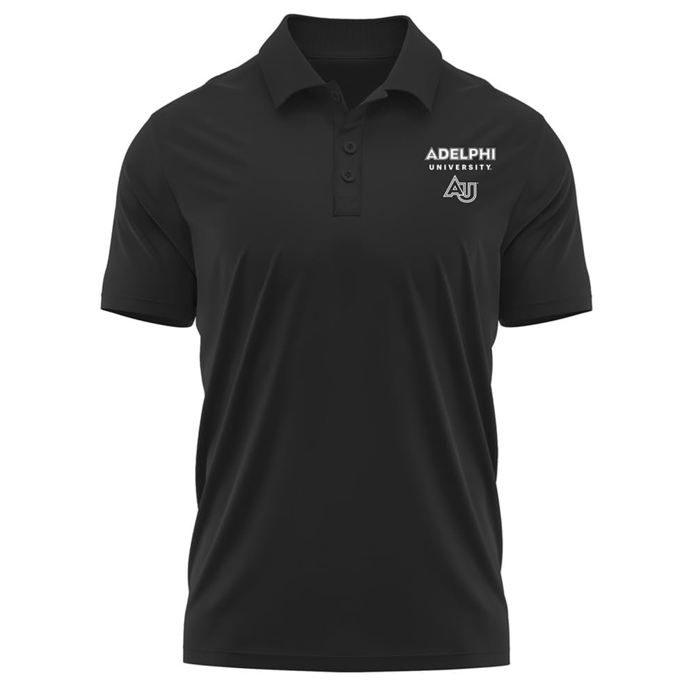 Campus Lab Adelphi University Adult Men's Polo Left Chest Logo, Black, X-Large
