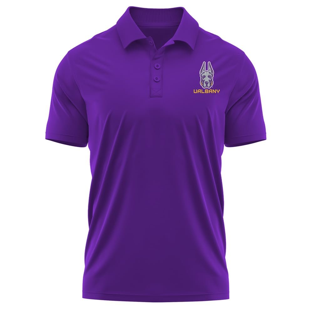 Campus Lab University at Albany Adult Men's Polo Left Chest Logo, Purple, X-Large