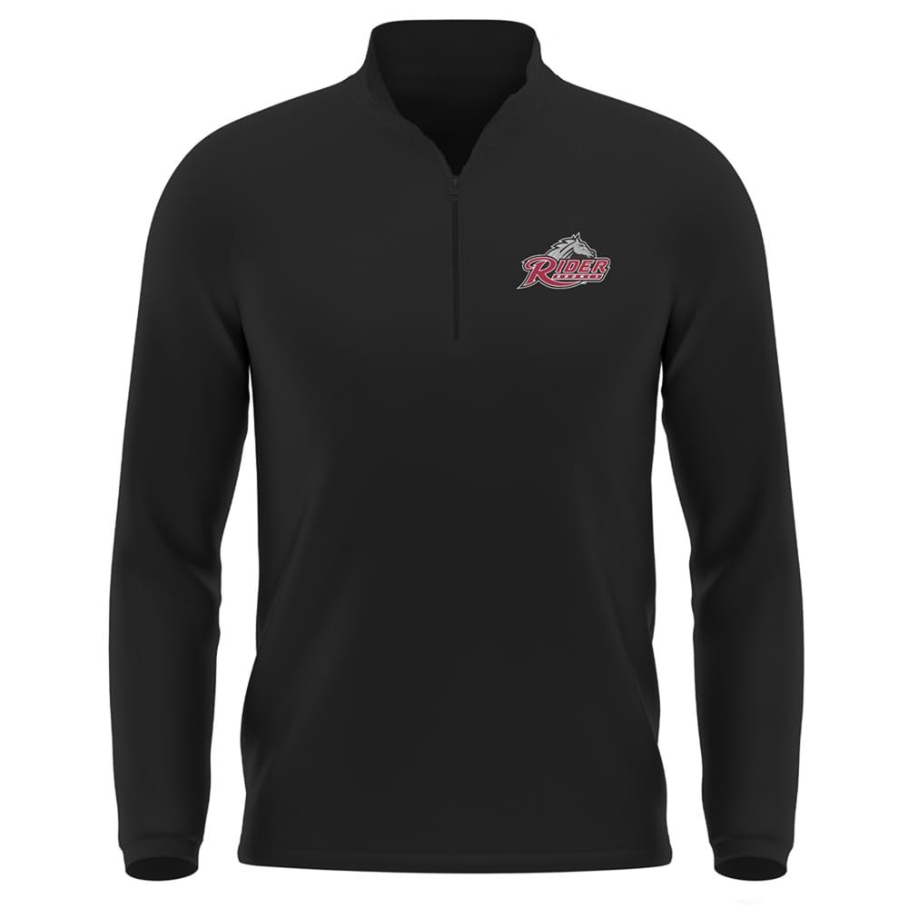 Campus Lab Rider University Adult Men's Active Sport 1/4 Zip Pullover Left Chest Logo, Black, XX-Large
