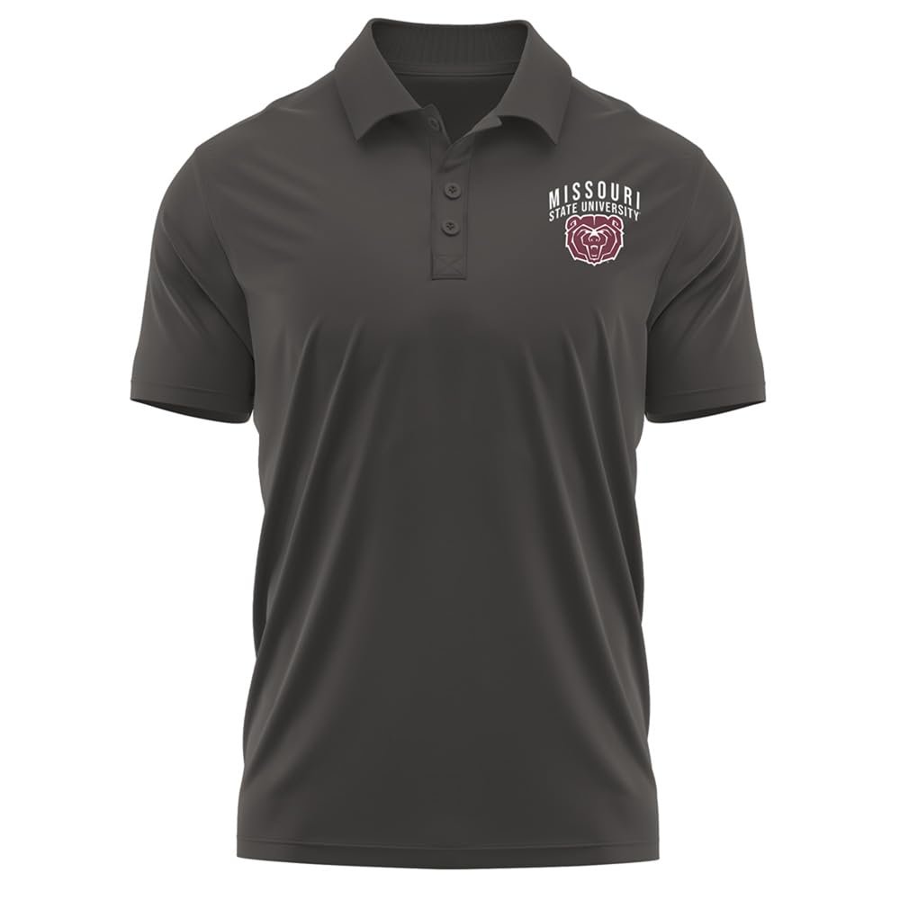 Campus Lab Missouri State University Adult Men's Polo Left Chest Logo, Charcoal, Large