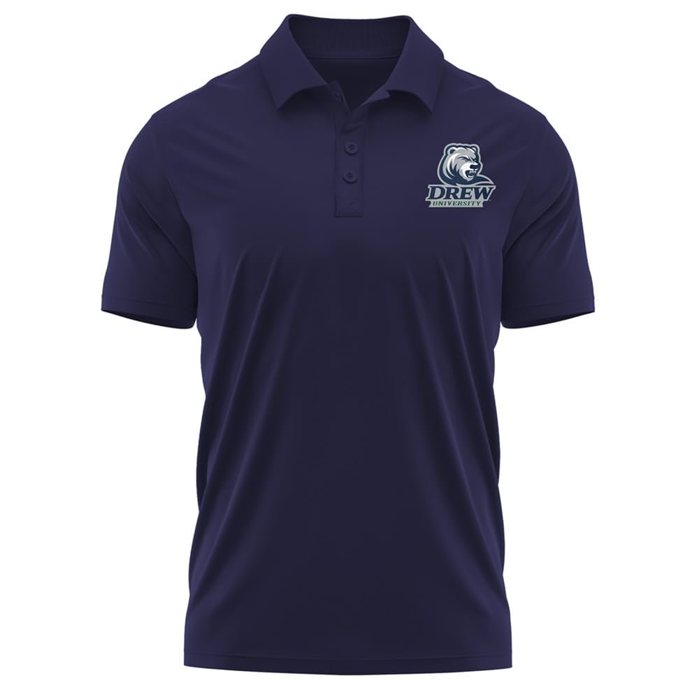 Campus Lab Drew University Adult Men's Polo Left Chest Logo, Navy, Medium