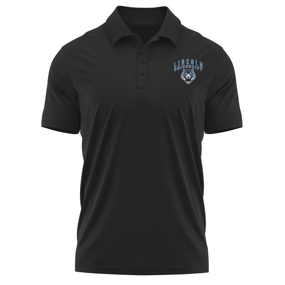 Campus Lab Lincoln University_Mo Adult Men's Polo Left Chest Logo, Black, XX-Large