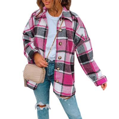 Clearance Womens Fall Fashion 2022 Casual Plaid Flannel Shacket Jacket Oversized Button Down Long Sleeve Shirt Blouses
