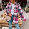 Clearance Womens Fall Fashion 2022 Casual Plaid Flannel Shacket Jacket Oversized Button Down Long Sleeve Shirt Blouses view 2