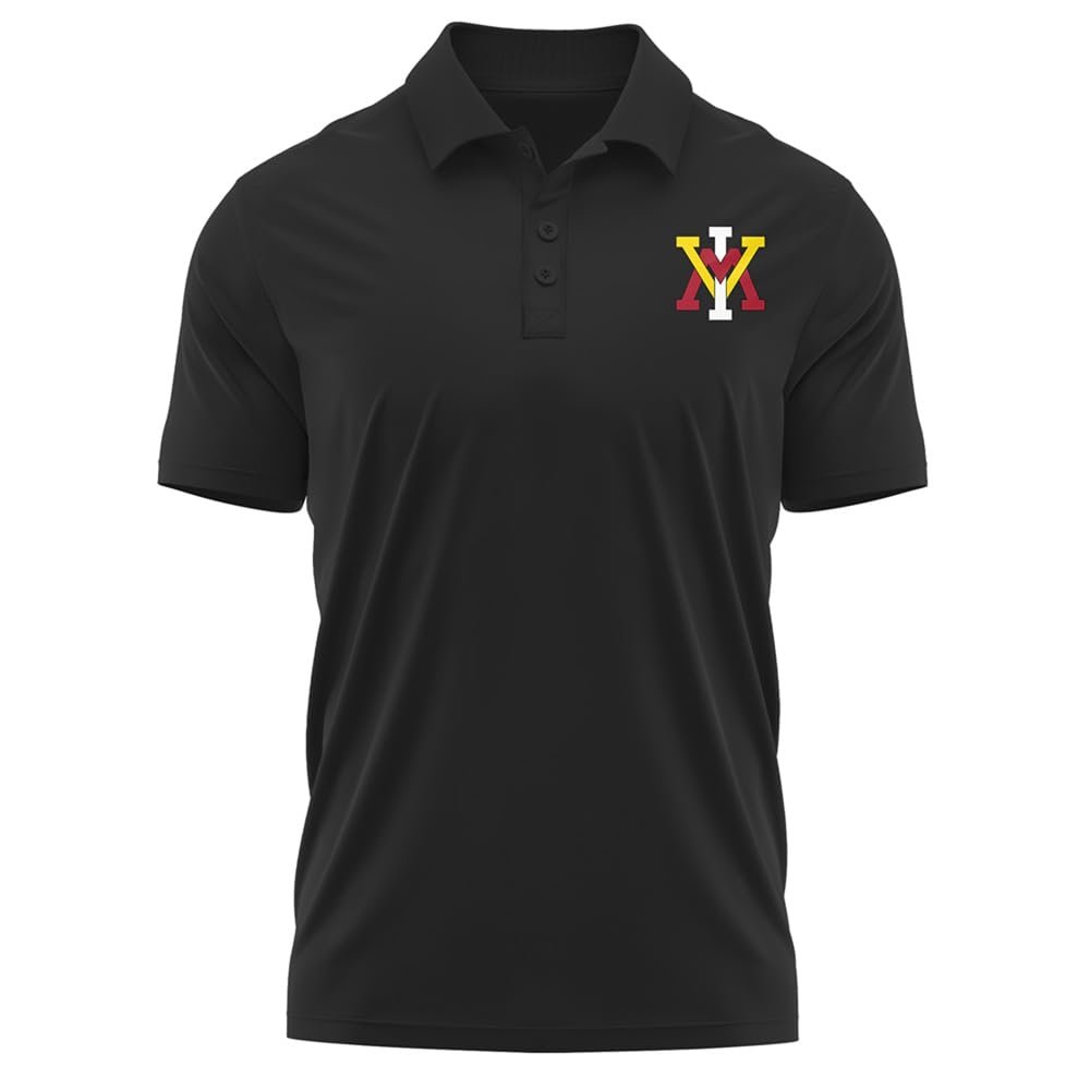 Campus Lab Virginia Military Institute Adult Men's Polo Left Chest Logo, Black, Large