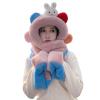 Winter Warm hat Scarf and Gloves All in one Set Plush Cute Rabbit Ear Protection Internet Celebrity Cute Scarf hat (Color : Pink Blue, Size : One Size) view 1