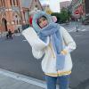 Winter Warm hat Scarf and Gloves All in one Set Plush Cute Rabbit Ear Protection Internet Celebrity Cute Scarf hat (Color : Pink Blue, Size : One Size) view 3