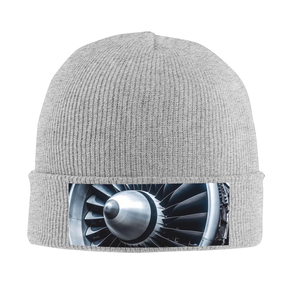 BTCOWZRV Knit Slouchy Beanie Hats for Men Women Jet Engine Warm Cozy Knitted Cuffed Cap Winter Thick Ski Cap Gray