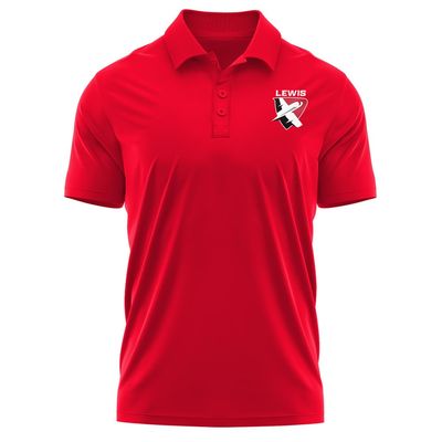 Campus Lab Lewis University Adult Men's Polo Left Chest Logo, Red, Large