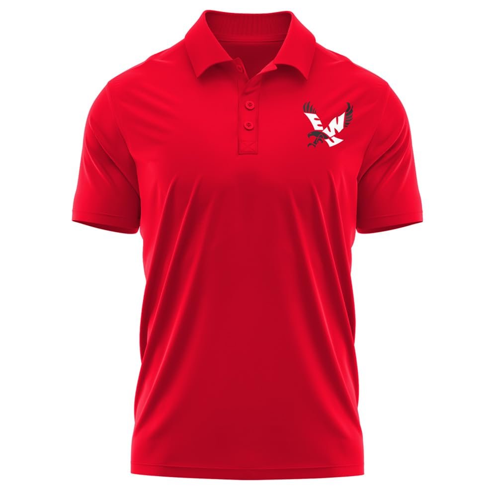 Campus Lab Eastern Washington University Adult Men's Polo Left Chest Logo, Red, X-Large